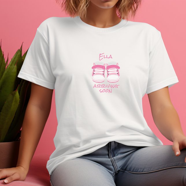 Camiseta Personalizada Pink Booties Mamãe Para Ser (Criador carregado)
