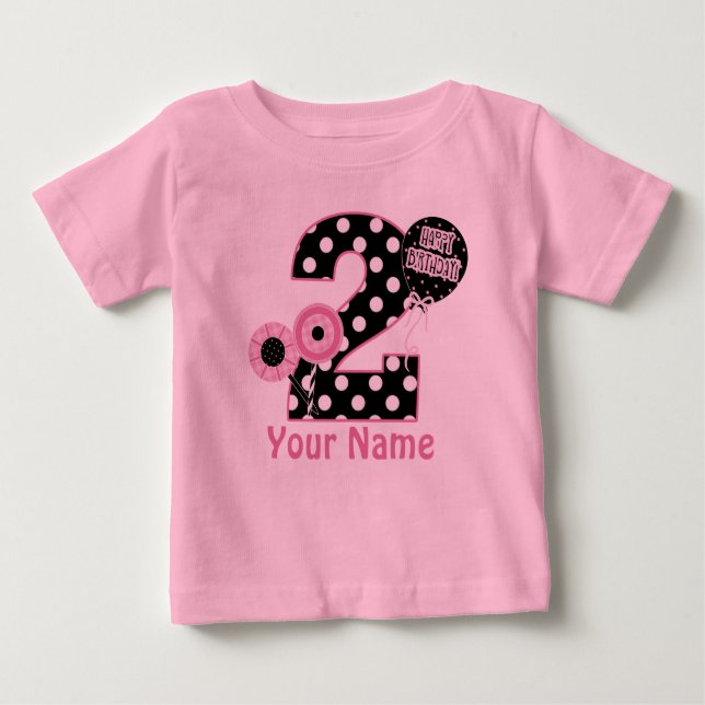Camiseta Personalizada Preta-Rosa-segundo aniversá (Frente)