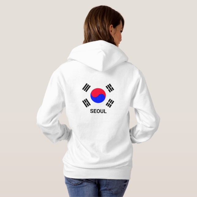 Camiseta Personalizada "Seul" e bandeira sul-coreana. (Parte Traseira Completa)