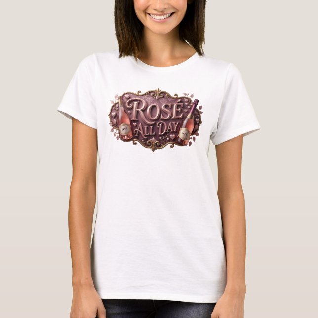 Camiseta Personalizada Trendy Pink ROSE ALL DAY (Frente)