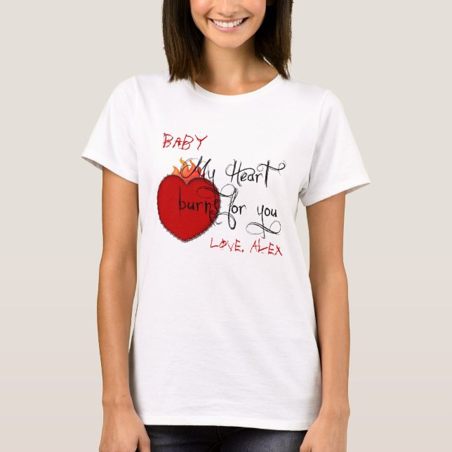 Camiseta personalizada, vermelha-vermelha-preta, f (Frente)