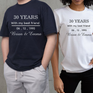 Camiseta Personalizado 30º Aniversário Para Casal combinand