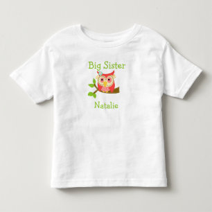 Camiseta Personalizado Adicionar um Nome Owl Big Sister