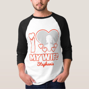 Camiseta Personalizado Amo Minha Esposa - Adicionar Nome e 