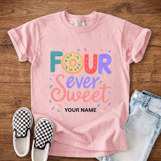 Camiseta Personalizado Aniversário de 4 Anos Crianças Quatr