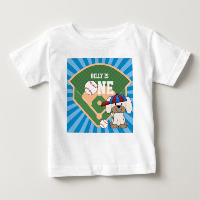 Camiseta Personalizado Bebezinho de Baseball Cachorrinho 1º (Frente)