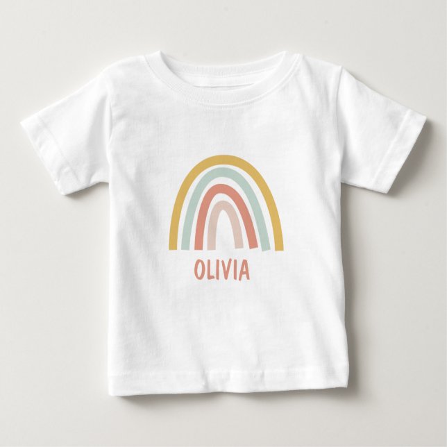 Camiseta Personalizado Boho Arco-íris Infantil (Frente)