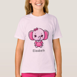 Camiseta Personalizado Camisa-T de Elefante Rosa-Frita