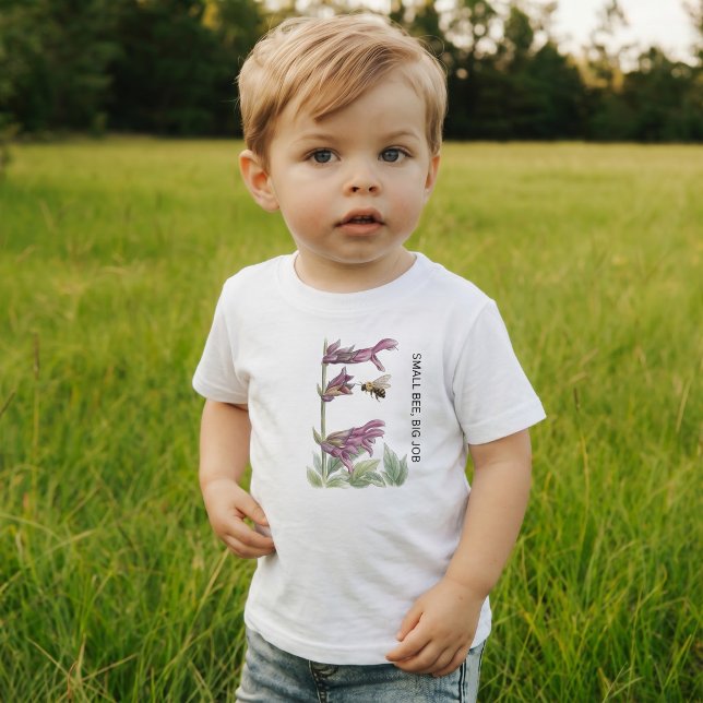 Camiseta Personalizado Casa de Abelha Flor Silvestre Cottag (Personalized Little Pollinators Small Bee Toddler T-shirt)