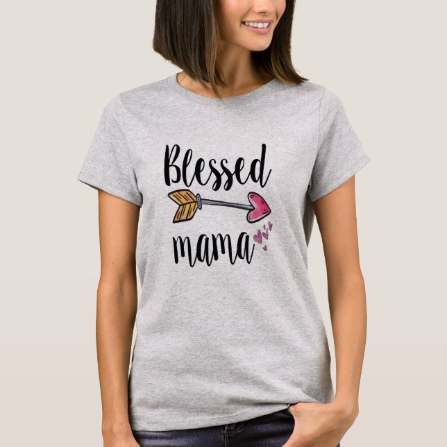 Camiseta Personalizado com Nomes de Crianças Mãe Abençoada  (Frente)