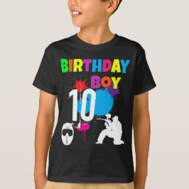 Camiseta Personalizado de Garoto de Aniversário Colorido de
