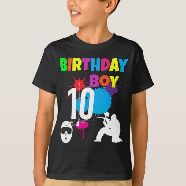 Camiseta Personalizado de Garoto de Aniversário Colorido de (Frente)
