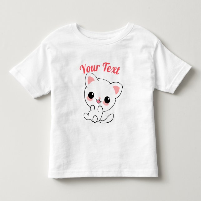 Camiseta Personalizado de Kawaii White Kitten (Frente)