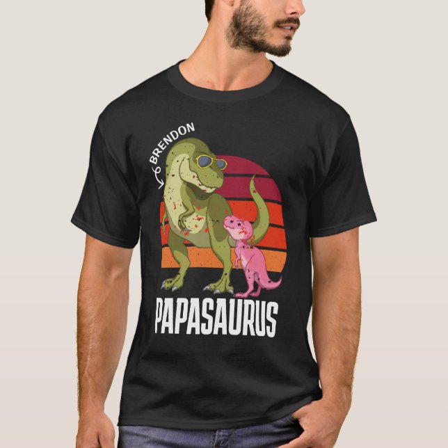 Camiseta Personalizado Dino Papasaurus Pai Pai Funny (Frente)