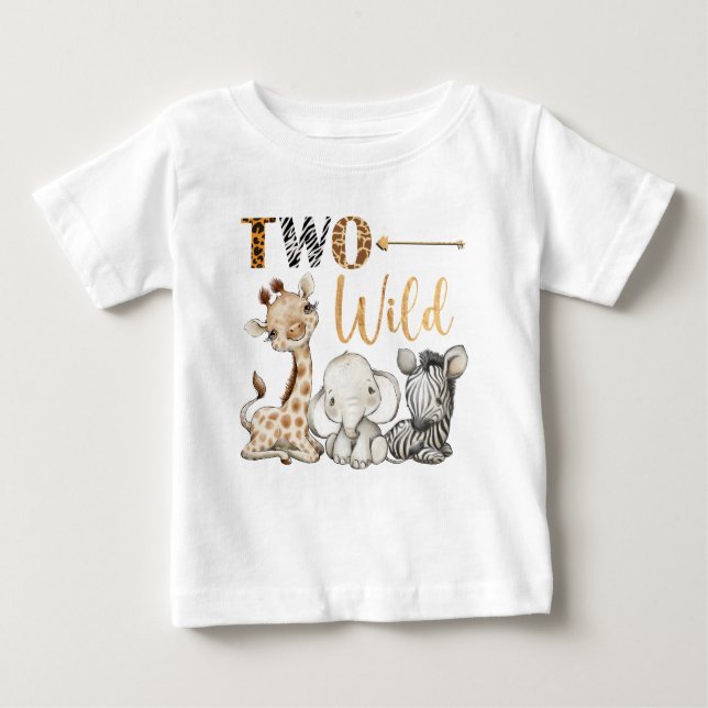 Camiseta Personalizado Dois Safari Selvagem Primeiro Aniver (Frente)