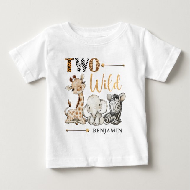 Camiseta Personalizado Dois Safari Selvagem Primeiro Aniver (Frente)