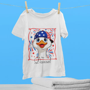 Camiseta Personalizado em 4 de julho do Goose Boy Patriotic