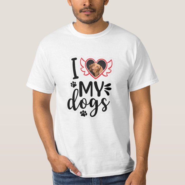 Camiseta Personalizado Eu Adoro Minha Foto De Cachorro (Frente)