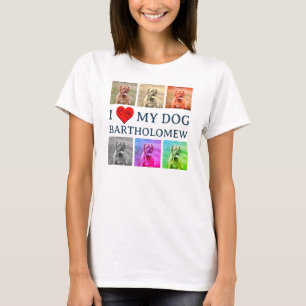 Camiseta Personalizado EU AMO MEU CÃO Pop Art Amante de Ani