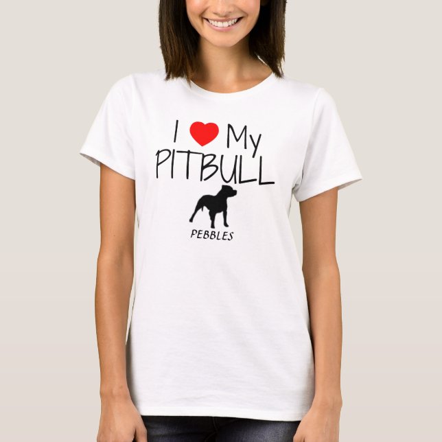 Camiseta Personalizado Eu Amo Meu Pitbull (Frente)
