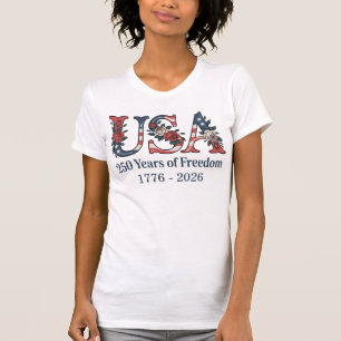 Camiseta Personalizado EUA 250 Anos De Liberdade Patriótico