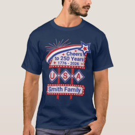 Camiseta Personalizado EUA 250 – Marquee Retrô Patriótico