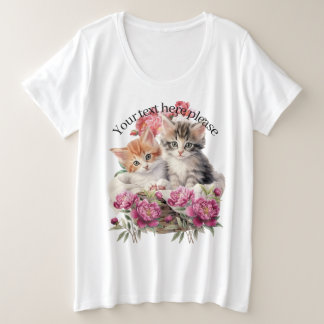 Camiseta Personalizado Fofo Gatinho Floral para ela