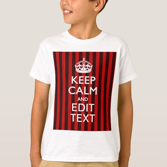 Camiseta Personalizado Mantenha Calmo Seu Texto Vermelho St (Frente)