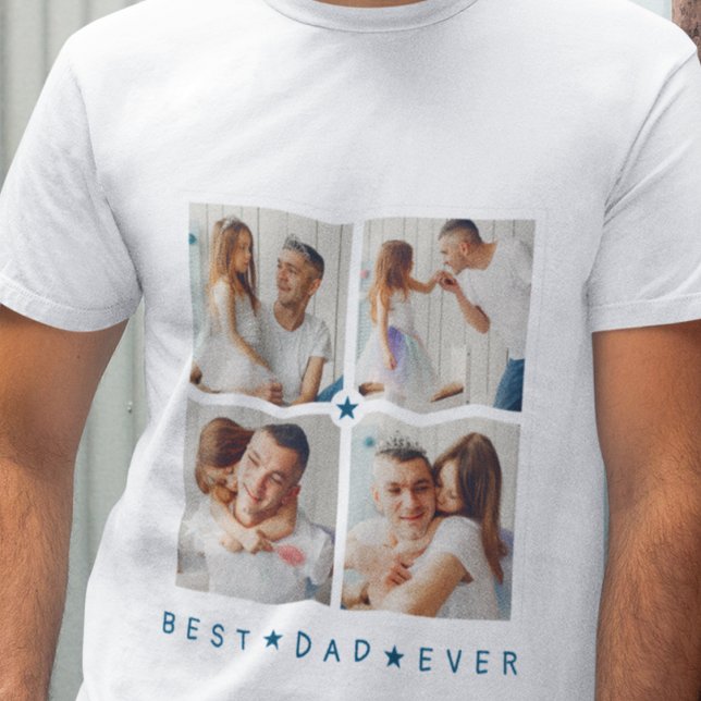 Camiseta Personalizado Moderno com 4 Fotografias 'Melhor Pa (Criador carregado)