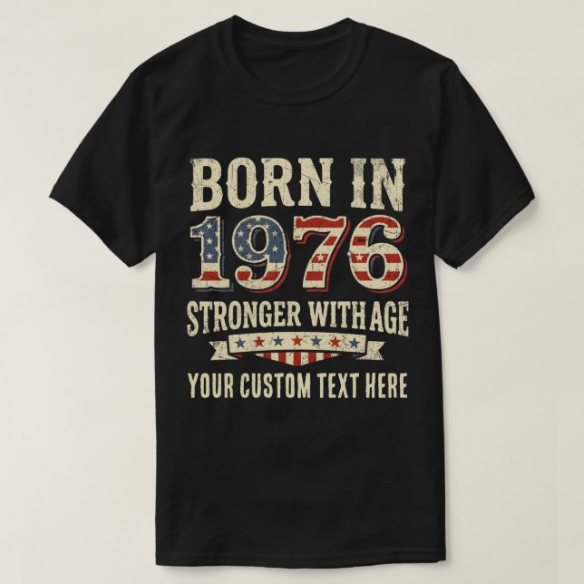 Camiseta Personalizado Nascido em 1976 Universidade (Frente do Design)