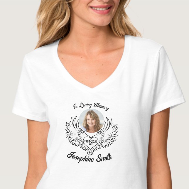 Camiseta Personalizado No Amor Memória Anjo Wings Foto V-Sh (Criador carregado)
