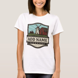 Camiseta Personalizado NOME Moinho de Vento Antigo Fazenda 