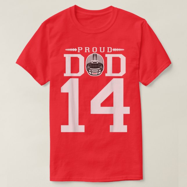 Camiseta Personalizado Número 14 Pai de futebol orgulhoso p (Frente do Design)