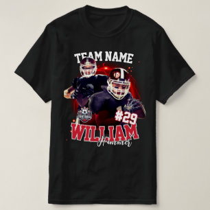 Camiseta Personalizado Preto Vermelho Dois Foto Jogador de 