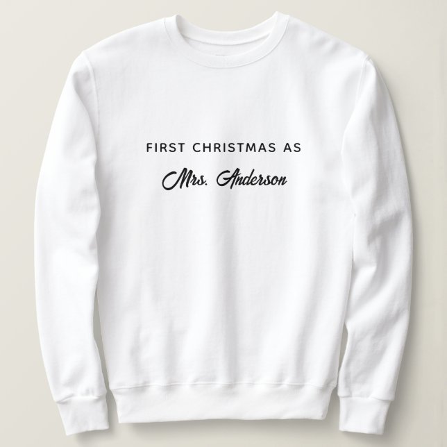 Camiseta Personalizado Primeiro Natal Como Sra. Trendy (Frente do Design)