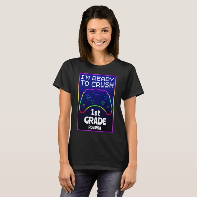 Camiseta Personalizado Pronto para Esmagar De Volta à Escol (Frente Completa)
