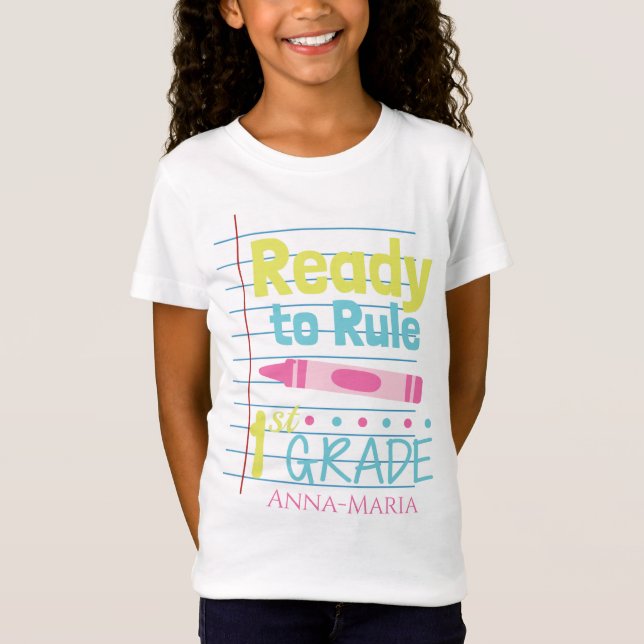Camiseta Personalizado pronto para governar o lápis cor-de- (Frente)