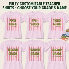 Camiseta Personalizado Qualquer Série Listras Nome da Profe