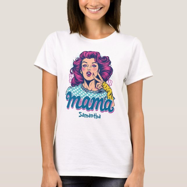 Camiseta Personalizado Retro Mama Pop Art (11) (Frente)
