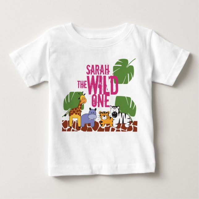 Camiseta Personalizado Sábio Um Safari Primeiro Aniversário (Frente)
