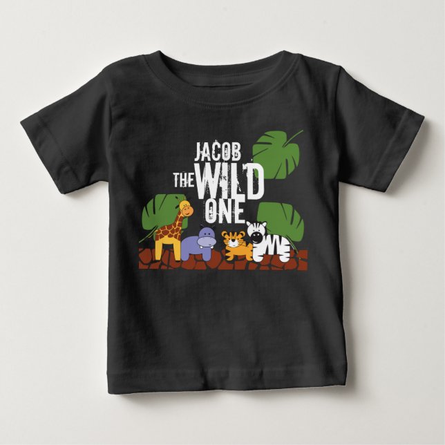 Camiseta Personalizado Safari WILD ONE primeiro aniversario (Frente)