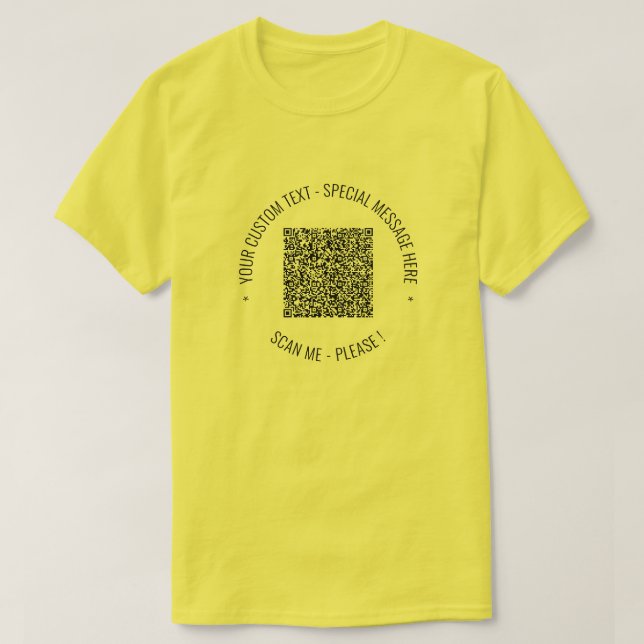Camiseta Personalizado Seu Código QR Digitalize Texto Perso (Frente do Design)