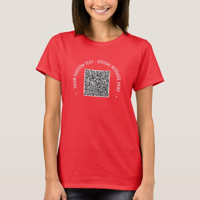 Camiseta Personalizado Seu Código QR Texto Personalizado Pr (Frente)