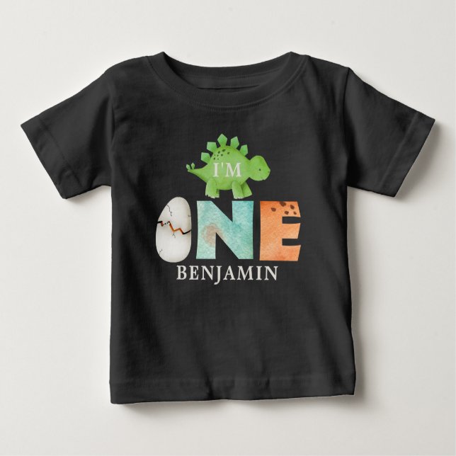 Camiseta Personalizado, sou um dinossauro Primeiro Bab de A (Frente)