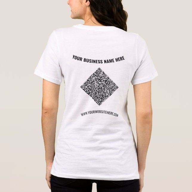 Camiseta Personalizado Texto Personalizado e Código QR Empr (Verso)