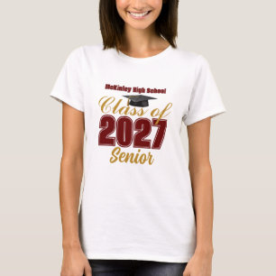 Camiseta Personalizado Vermelho Escuro Dourado Turma de 202