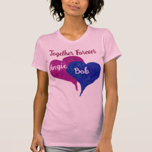 Camiseta Personalizados Juntos Para Corações De Amor Rosa
