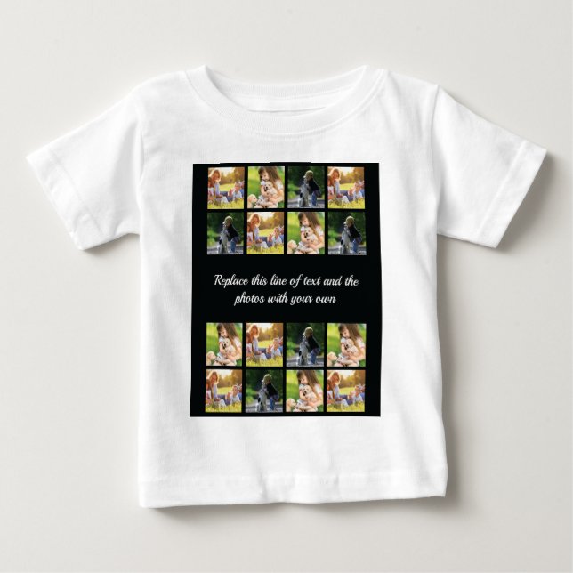 Camiseta Personalizar a colagem de fotos e enviar uma camis (Frente)