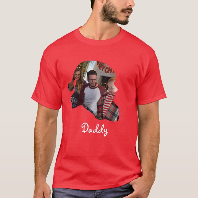 Camiseta Personalizar a foto de forma do Papai Noel da famí (Frente)