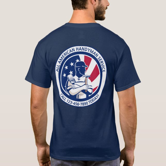 Camiseta Personalizar a Publicidade Patriótica Handyman Ame (Verso)